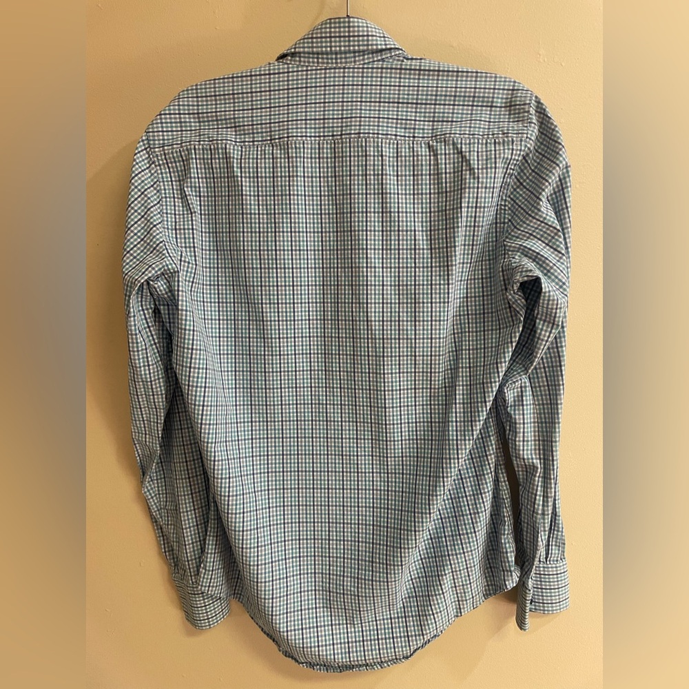Buttoned Down LS BD Blue White Plaid Checkered Slim Shirt Men’s Size M - Picture 2 of 6